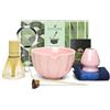 Artcome Set da tè giapponese Matcha da 7 pezzi, ciotola con beccuccio versatore, frusta, paletta da tè, porta frusta, kit fatto a mano per cerimonia del tè giapponese, rosa