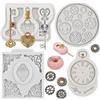 Sijiangmold Set di 4 stampi in silicone vintage a forma di chiave Steampunk, a forma di ingranaggio a forma di orologio, per decorare cupcake, torte, caramelle, cioccolato, argilla polimerica, pasta