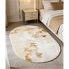 Generic Tappeto ovale, moderno, morbido, astratto, per soggiorno, camera da letto, comodino, decorazione per la casa, gradiente giallo oro e beige, 80 x 150 cm