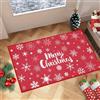 Garvee Tappetino Natalizio Antiscivolo in Silicone 50x80cm con Fiocchi di Neve Motivo Natalizio, Tappetino per Ingresso Interno ed Esterno Decorazione Cucina Lavanderia Rosso