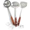 4BIG.fun BIG-PAN - Set di 3 mestoli XL da 45 cm, mestolo in schiuma, mestolo per wok, mestolo da zuppa, mestolo da cucina, mestolo per salse, schiumovka, forato, in acciaio inox, perfetto per kazan