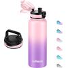 GOPPUS Borraccia da 1,2 l/40 oz, in acciaio inox con infusore, 2 coperchi, senza BPA, a prova di perdite, adatta per acqua e bicicletta, thermos isolati, per sport