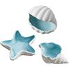 EAZHOP Set di 3 ciotole per gioielli in ceramica, stella marina, conchiglie, ciotole decorative (D)