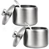 TIANLIN 2 Pezzi Contenitore per Zucchero Manico a Rotondo, 430 ml Zuccheriera Moderna in Acciaio Inossidabile 304, Porta Zucchero con Cucchiaio, Porta Sale Argento, per Cucina, Sala da Pranzo, Bar