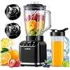 GDOR Frullatore professionale in vetro da 1200 W, 5 programmi, 1,5 l, contenitore in vetro da 700 ml, combinato, frullatore ad alte prestazioni, per frullati frullati, frullatore di gelato, frutta