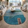 Taidianolp Tappeto Ovale Salotto Moderno Pelo Corto,Geometrico astratto moderno blu, verde, giallo, viola, 100 x 180 cm,Tappeti Lavabile per Decorazioni Casa Soggiorno,