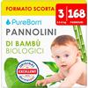 PureBorn 168 Pannolini Taglia 3 (5-8 kg), Ipoallergenico, Ultra assorbente, Pannolini 4-7mesi, Dermatologicamente testato, Protezione completa, pannolino di alta qualità naturali bambù