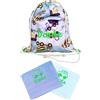 Generico Zainetto/Zaino, Sacca Personalizzabile Bambino e Bambina in 100% Cotone | Sacchetto Asilo Nido Scuola Materna | Personalizzato con Ricamo Nome | Made in Italy (set con asciugamani, blu/bianco/verde)
