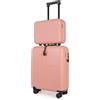 JLY Set 2 Valigie, Beauty Case e Bagaglio a Mano, 4 Ruote, Pesca