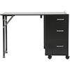 Gdetnysty Tavolo per manicure pieghevole singolo, con 3 cassetti e 4 rotelle, 104 x 38 cm, portata 100 kg, per salone, ufficio, casa, Nero , 104*38*75 cm/40,94*14,96*29,53 Zoll, moderno