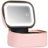 Generic Beauty case con specchio, borsa da viaggio con specchio a LED, mini organizer per cosmetici, organizer leggero per cosmetici, 3 livelli di luminosità regolabile, per donne e adolescenti, viaggi in