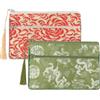 Kilofly - Borsa per gioielli in broccato di seta cinese con 2 tasche con cerniera, set da 2