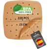 POPYS 200/220 Pezzi Carta Forno per friggitrice ad aria BPA Free 20-24cm | Carta Quadrata in Teglia(20-24cm) e 100 Pezzi di Carta Piana(20cm) per gli accessori della friggitrice ad aria.