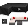 Kipiea Coperture per mobili da giardino a forma di L Impermeabili, Copertura per divano angolare da esterno 420D Tessuto Oxford Antivento, Anti-UV, Resistenti agli Strappi - ( 214x264x85x78/61cm)