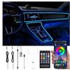 QAUBEN USB Auto illuminazione ambientale fibra ottica 64 colori musica suono attivo con APP controllo auto kit di illuminazione dell'atmosfera decorativa DC 12V 1W 3m