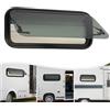 Mqwdxzfes Finestra per camper 700 x 300 mm, con zanzariera e protezione solare, finestra esterna a spinta, angoli arrotondati, finestra laterale per camper, roulotte, camper