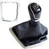 Pexorin, for Ford, for Focus, 2 MK2 FL C-MAX 2006-2011 MK3 MK4 MK7 Galaxy ABS Pomello leva cambio auto Cuffia cuffia in pelle Pomello del cambio(Black-5Speed-Big)