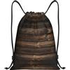 Kfjghhl Zaino in legno marrone con coulisse borsa sportiva Bulk Cinch borsa da palestra donna uomo bambini sport all'aperto, Nero , S, Vacanze