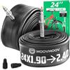 MoovMoov Camera d'Aria 24 Pollici - Per Copertoni 24x1.90, 24x1.95, 24x2.0, 24x2.10, 24x2.125, 24x2.15, 24x2.25, 24x2.35 e 24x2.40 (da 47-507 a 62-507) - Valvola Presta - Confezione da 2 - Bici