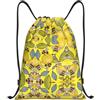 Kfjghhl Giallo Limone E Ape Coulisse Zaino Borsa Sport Sackpack Bulk Cinch Gym Bag Donne Uomini Bambini Sport All'aperto, Nero , S, Vacanze
