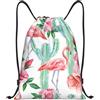 Kfjghhl Cactus Flamingo Rose Flowers Coulisse Zaino Borsa Sport Sackpack Bulk Cinch Gym Bag Donne Uomini Bambini Sport All'aperto, Nero , M, Vacanze