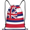 CHXtao Zaino con coulisse con bandiera delle Hawaii per sport, viaggi, palestra, leggero, Nero , M, Classico