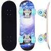 ERNAN Skateboard Completo per Principianti. Skateboard completo da 17 * 5 pollici. Double Kick Deck Concavo con 7 strati per ragazzi, ragazze (Whirlpool Starry Sky)
