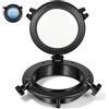 SHINEOFI Oblò Marino Rotondo per Barca e Camper, Finestra Apribile 8,5 in Vetro Temperato Nero, Infrangibile, Gomma e Acciaio Inox, per Boccaporto Nautico