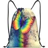 Pidgazdfgv Zaino con coulisse arcobaleno farfalla sport palestra Sackpack tasche in rete resistente all'acqua borsa a corda donna uomo, Nero , S, Classico