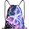 Kfjghhl Blu Viola Farfalla Coulisse Zaino Borsa Sport Sackpack Bulk Cinch Gym Bag Donne Uomini Bambini Sport All'aperto, Nero , M, Vacanze