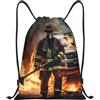 Kfjghhl Pompiere Fireman Fiamma Coulisse Zaino Borsa Sport Sackpack Bulk Cinch Gym Bag Donne Uomini Bambini Sport All'aperto, Nero , S, Vacanze