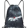 Pidgazdfgv Coccinella su margherita fiore coulisse zaino sport palestra Sackpack tasche in rete resistente all'acqua String Bag donne uomini, Nero , S, Classico