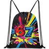 Onperpoe Six Seven Satch - Sacca sportiva con cordoncino, per bambini, ragazze, ragazzi, in tessuto, con coulisse, per scuola, fitness, uso quotidiano