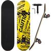 WALKEREN Skateboard per principianti, adulti, ragazzi, ragazzi, ragazze, 78,7 x 20,3 cm, standard completo, 7 strati di acero canadese a doppio calcio concavo (legno)