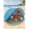 Generic Tenda da Spiaggia Pop Up per 3-4 Persone, Tenda Mare con Protezione UV 50+ e Fondo Rimovibile, Riparo Solare Portatile per Spiaggia, Campeggio, Picnic, Giardino e Vacanze