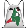 Kfjghhl Zaino Map02 con coulisse con bandiera dello stato della Palestina, borsa sportiva da donna, uomo, bambini, sport all'aria aperta, Nero , M, Vacanze