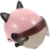 POPETPOP Casco Orecchie da Gatto Mezza Faccia Abs Unisex per Adulti | Uso Outdoor Estivo, Visiera Corta Color Tè, Copertura Occhi da Sole e Polvere