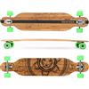 MAXOfit® Deluxe Longboard GeoLines bambù/acero No.40, Drop Through, 107 cm, 7 stratti, ABEC11