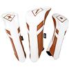 IZZO Set di copri mazze da golf modellato di alta qualità, bianco/cammello, include copri mazza per driver, legno fairway e mazze da golf ibride