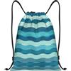 Kfjghhl Blu Wave Stripe Coulisse Zaino Borsa Sport Sackpack Bulk Cinch Gym Bag Donne Uomini Bambini Sport All'aperto, Nero , M, Vacanze