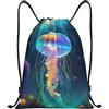 Kfjghhl Jellyfish Ocean - Zaino con coulisse, per sport, sport, sport, sport, sport, sport, donna e uomo, Nero , S, Vacanze