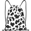 Kfjghhl Nero & Bianco Leopard Coulisse Zaino Borsa Sport Sackpack Bulk Cinch Gym Bag Donne Uomini Bambini Sport All'aperto, Nero , M, Vacanze