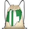 Kfjghhl Nigeria Flag Map02 Zaino con coulisse Borsa Sport Sackpack Bulk Cinch Gym Bag Donne Uomini Bambini Sport All'aperto, Nero , M, Vacanze