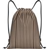 Kfjghhl Borsa da palestra con coulisse a strisce marroni Borsa da palestra per donne uomini bambini sport all'aria aperta, Nero , S, Vacanze