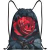 Kfjghhl Red And Black Rose Coulisse Zaino Borsa Sport Sackpack Bulk Cinch Gym Bag Donne Uomini Bambini Sport All'aperto, Nero , S, Vacanze