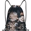 Pidgazdfgv Mazzo Di Peonie Rosa Coulisse Zaino Sport Palestra Sackpack Tasche In Mesh Resistente All'acqua Stringa Bag Donne Uomini, Nero , S, Classico