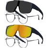 OKMIJN 2Pcs Occhiali da Sole Ciclismo, Socchiali Sovraocchiali, Occhiali da Sole, Protection UV400, Sovraocchiali da Sole Polarizzati, Occhiali Sportivi Uomo Donna per Bici Corsa Pesca Guida