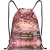 Pidgazdfgv Cherry Blossoms 1 Zaino con coulisse Sport Palestra Sackpack Tasche in rete Resistente all'acqua Borsa a corda Donna Uomo, Nero , S, Classico