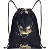 Pidgazdfgv Zaino con coulisse con ali di farfalla per sport, palestra, tasche in rete, borsa a corda resistente all'acqua per donne e uomini, Nero , S, Classico