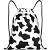 Kfjghhl Zaino con coulisse in bianco e nero con stampa mucca borsa sportiva borsa da palestra borsa da palestra donna uomo bambini sport all'aperto, Nero , M, Vacanze